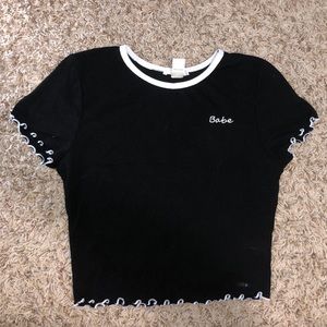 Black and White “Babe” Cropped Top
